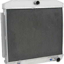 OzCoolingParts 4 Row Core All Aluminum Radiator + 2 x 10" Fan w/Shroud Kit for 1955-1957 1956 Chevry Bel Air/Del Ray/Nomad/210/150 V8, V8 Engine