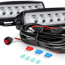 Nilight 2PCS 18W Spot LED Work Lights Led Pods Fog Lights Off Road Led Lights Driving Lights with Off Road Wiring Harness, 2 Years Warranty