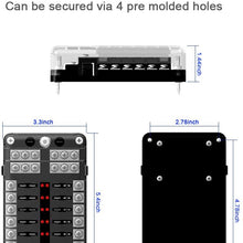 6-Way Fuse Box Blade Fuse Block Holder Screw Nut Terminal W/Negative Bus 5A 10A 15A 20A Free Fuses LED Indicator Waterpoof Cover for Automotive Car Marine Boat