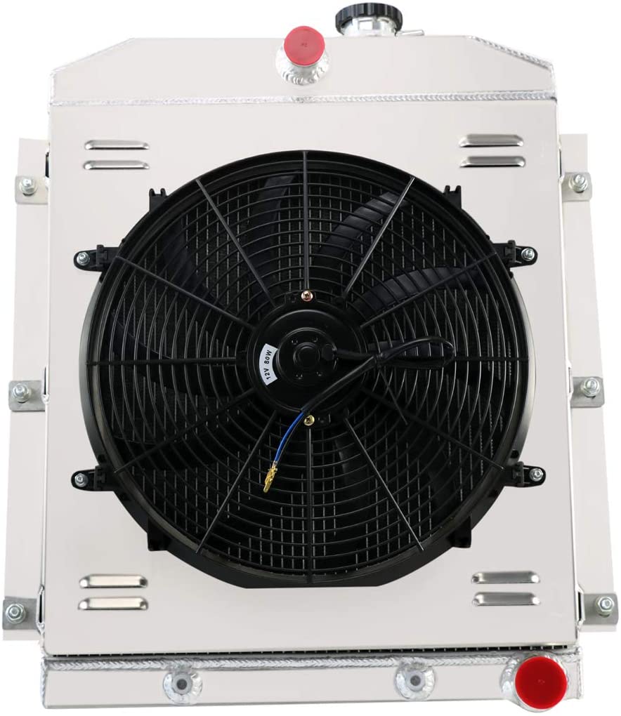 CoolingSky 52MM 3 Row Core Aluminum Radiator +Fan Shroud Combo for 1947-1954 Chevrolet Trucks Pickup Engine