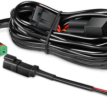 Nilight 16AWG DT Connector Wiring Harness Kit LED Light Bar 12V On Off Switch Power Relay Blade Fuse for Off Road Lights LED Work Light-2 Leads,2 Years Warranty