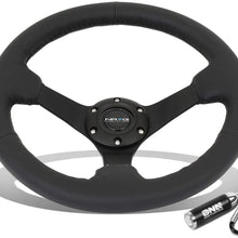 NRG Reinforced RST-033BK-R 330mm 3" Deep Dish Leather Grip Steering Wheel+ LED Keychain Flashlight
