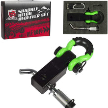 AMBULL Shackle Hitch Receiver 2 Inch, with 3/4 Inch D-Ring Shackle, Locking Pin, 2 Insurance Pins, Heavy Duty Solid Recovery Kit, Red