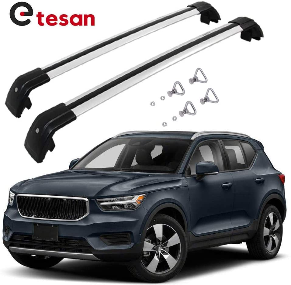 2 Pieces Cross Bars Fit for VOLVO XC90 2016 2017 2018 2019 2020 2021 Silver Cargo Baggage Luggage Roof Rack Crossbars