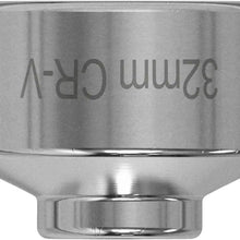 32mm Oil Filter Wrench, Oil Filter Socket with 3/8" Drive 6 Points Oil Filter Cap Removal Tool,