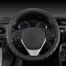 BDK Genuine Leather Car Steering Wheel Cover 14.5"-15.5" (Medium/Black) - Universal Fit, Easy Installation