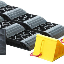 Homeon Wheels Large RV Leveling Blocks 2 Pack and Two Locking Chocks, Two Camper Leveling Blocks Wheel Chocks with Handle and Rope One Trailer Jack Wheel Dock One T Level with Carrying Bag Value Pack