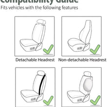 FH Group FH-PU206102 Multifunctional Quilted Leather Seat Cushions Pair Set + FH3002 Silicone w. Nibs & Pattern Steering Wheel Cover, Tan Color- Fit Most Car, Truck, SUV, or Van