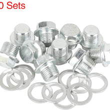 X AUTOHAUX 10 Sets M16x1.5 Metal Car Engine Oil Pan Drain Cap Screw Bolt Plug with Gasket