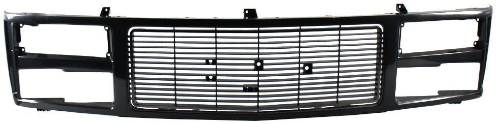 Perfit Liner New Front Black Grille Grill Replacement Compatible With GMC 90-93 C/K 1500 2500 3500 Pickup Truck Fits With Quad Sealed Beam Lamps Type GM1200391 88960432