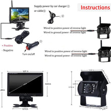 OiLiehu Wireless Backup Camera and Monitor Kit, 7 inch HD TFT LCD Monitor with Antenna, 2 x Wireless Rear View Camera, IP67, Night Version, 12-24 V, Suitable for Buses, SUVs, Trucks, Trailers
