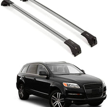 OMAC Silver Aluminum Roof Top Wing Bar Cross Bars Cargo Rack - Luggage, Ski, Kayak Carrier | 165 LBS / 75 KG Load Capacity - Set 2 Pcs | Fits Audi Q7 (4L) 2007-2015