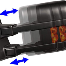 Pair Black Manual Telescoping Extendable Amber LED Turn Signal Side Towing Mirrors Replacement for Ford Super Duty 08-16