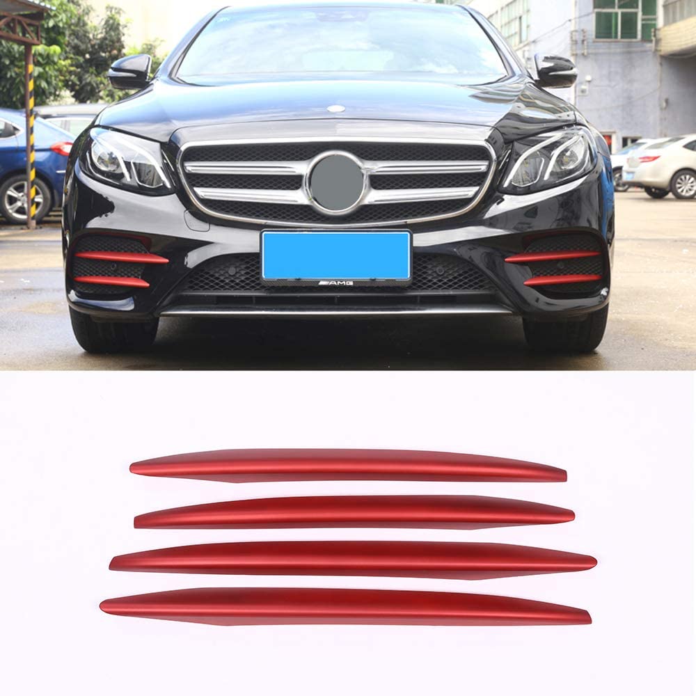 LLKUANG ABS Plastic Red Front Fog Lamp Cover Trim for Mercedes Benz E Class W213 2016-2019 E43 E200 E300