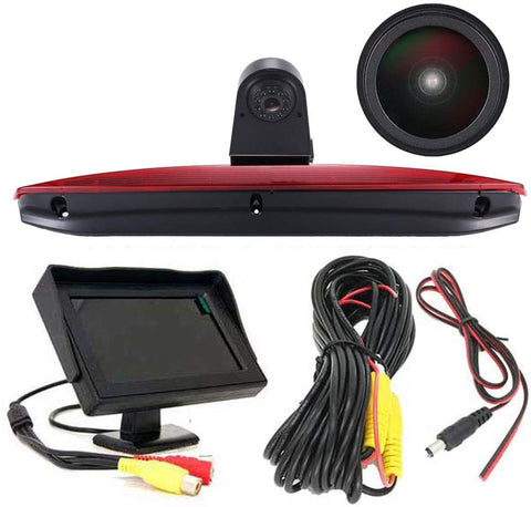 HD IP68 1280pixels Third Roof Top Mount Brake Lamp Reverse Rear View Backup Camera Angle and distance Adjustable IR Night Vision for Benz Vito W447 109 111 114 BLUETEC LWB Kasten Van + rearview mirror