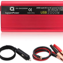 LVYUAN Power Inverter 1200W/2000W(Peak) DC to AC 12V to 110V Car Inverter DC 12V Inverter with 3.1A USB Car Adapter with Battery Clips