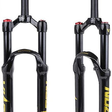 YHBM Bicycle Fork Bike Air Forks,26 27.5 29 Inch Suspension Fork,Cycling Straight Tube Shoulder Control MTB Shock Absorber Unisex's Travel 100mm Air Fork