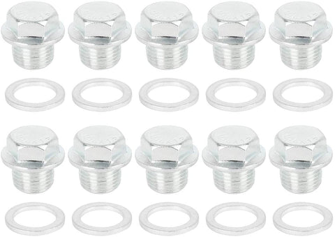 X AUTOHAUX 10 Sets M16x1.5 Metal Car Engine Oil Pan Drain Cap Screw Bolt Plug with Gasket