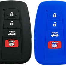 Coolbestda 2Pcs Rubber 4buttons Smart Key Fob Full Protector Remote Skin Cover Case Keyless Jacket for 2018 Toyota Camry C-HR Prius HYQ14FBC Black