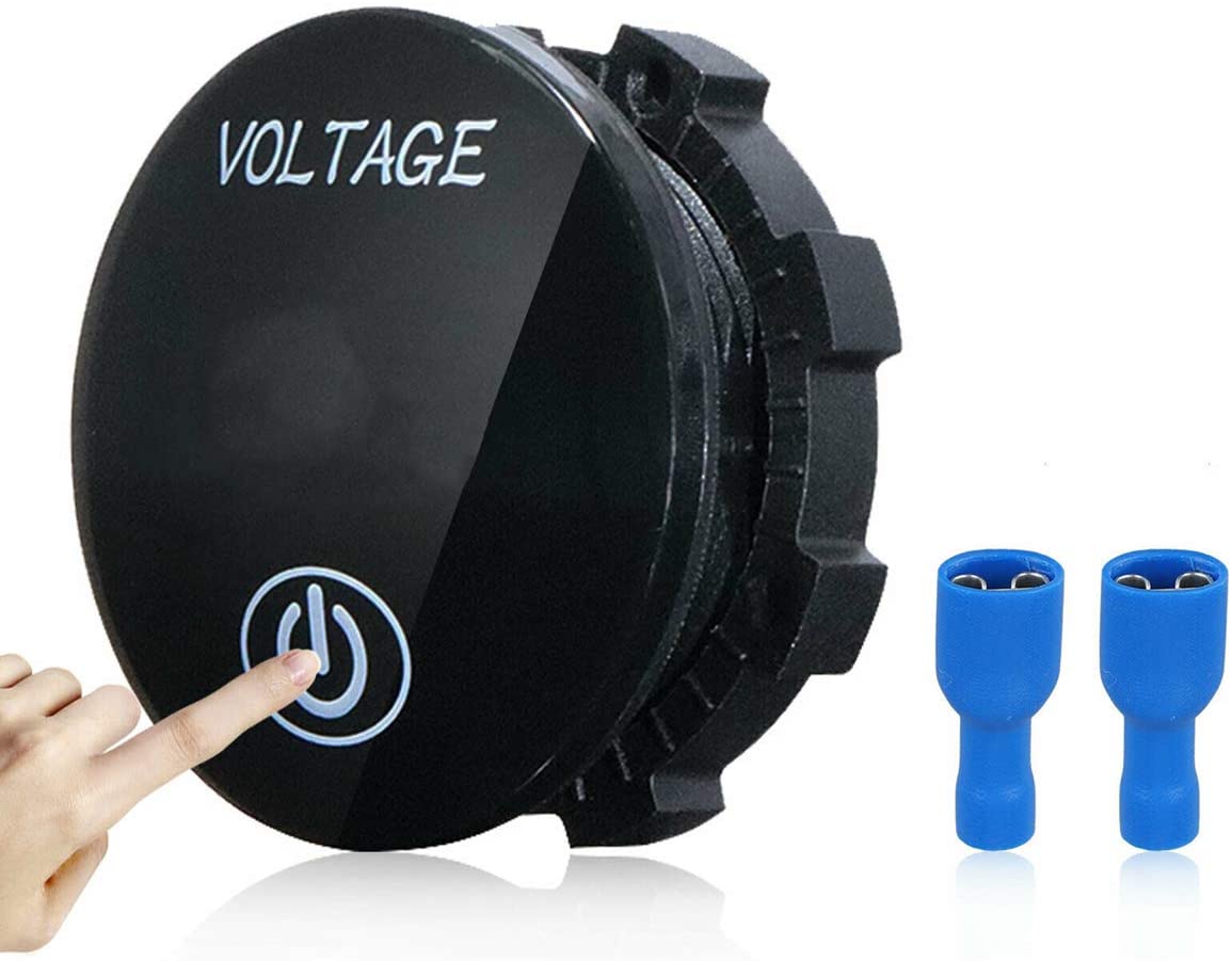 Voltmeter Gauge 12V,2020 New Battery Voltage Meter with Touch Switch,Suitable for Car,Boat,Lawnmower,Truck, ATV,UTV(Green Light)