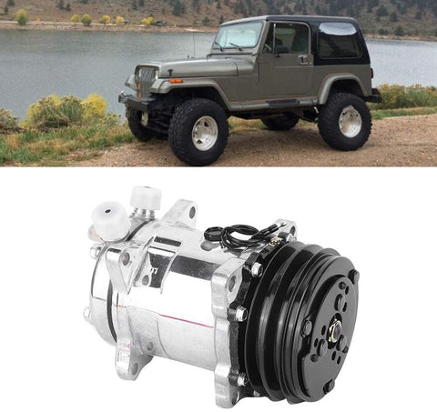 AC Compressor & A/C Repair Kit, Air Condition Compressor Replacement Part Fit for Sanden Style V-Belt 2 Groove Puey 3/4in 7/8in CO9537C Fits for Jeep