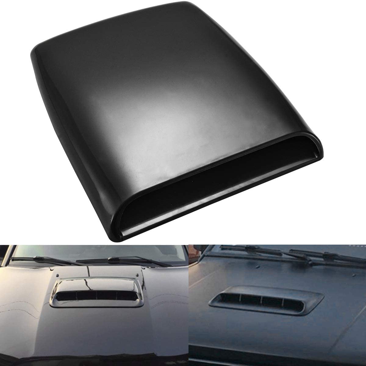 KATUR Universal Car Decorative Air Flow Intake Hood Scoop Vent Turbo Bonnet Cover White