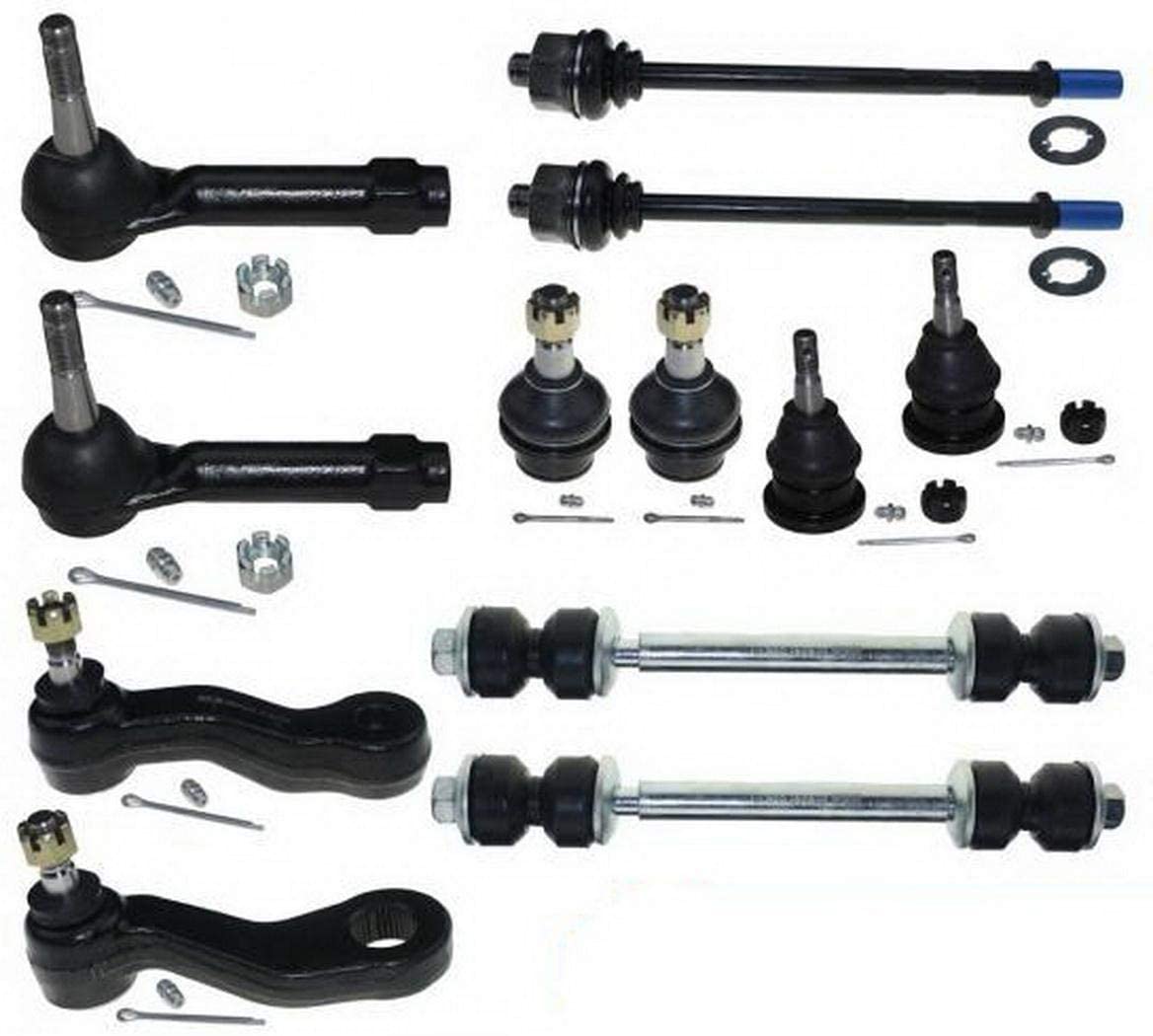 DLZ 12 Pcs Front Suspension Kit-2 Lower 2 Upper Ball Joint 2 Sway Bar End 4 Tie Rod End 1 Idler Arm 1 Pitman Arm K6540 K6541 ES3488 ES3493T K6534 K80631 K6536