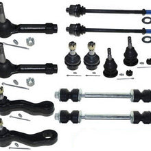 DLZ 12 Pcs Front Suspension Kit-2 Lower 2 Upper Ball Joint 2 Sway Bar End 4 Tie Rod End 1 Idler Arm 1 Pitman Arm K6540 K6541 ES3488 ES3493T K6534 K80631 K6536