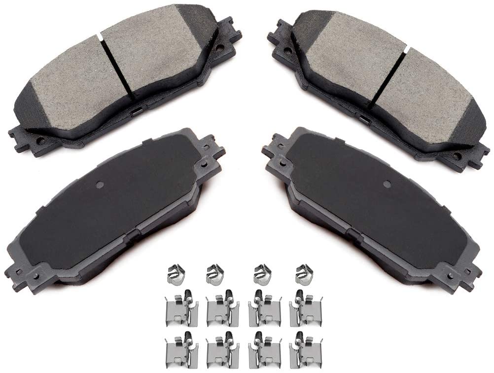 ANGLEWIDE Ceramic Front Brake Pads Clip Kits fit for 2010-2012 for Lexus HS250h,2009-2010 for Pontiac Vibe,for Scion xB xD,for Toyota Corolla Matrix Prius V RAV4