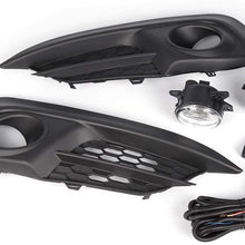 Clear Lens Chrome Housing Black Bezel Front Fog Lights Compatible For Honda Civic 2/4Drs 2016-ON Fog Lamps Upgrade Replacement Wiring + Switch + Harness