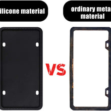 LivTee Black Silicone License Plate Frame, Universal American Auto License Plate Frame, Rust-Proof, Rattle-Proof, Weather-Proof(2pcs)
