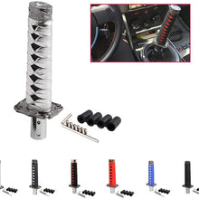 Samurai Japanese Sword Shift Knob-Short Shift Lever Gear Head Suitable for Manual Transmission Cars-Most Automatic Transmission Cars (Silver-Black)