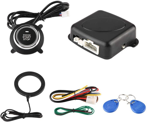 Qii lu 12V Universal Car Alarm System Engine Starter Push Button Vehicles Start/Stop Kit Safe Lock Anti-theft Car Modification Set