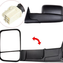 OCPTY Towing Mirrors with Power Heated Left Right Side Tow Mirrors Compatible with 1998-2001 for Dodge Ram 1500/2500/3500 Truck with Black housing