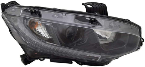 For Honda Civic Sedan/Coupe Headlight 2019 2020 Passenger Side Halogen w/LED Daytime Running Light CAPA Certified For HO2503192 | 33100-TBA-A31