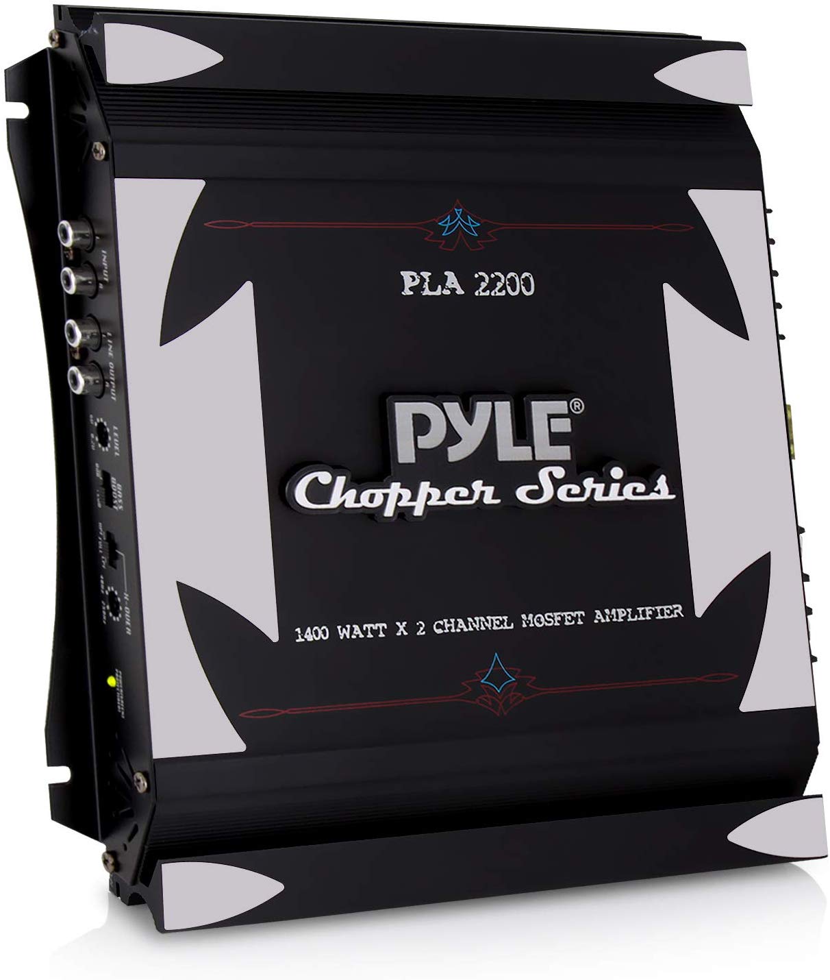 2 Channel Car Stereo Amplifier - 1400W Dual Channel Bridgeable High Power MOSFET Audio Sound Auto Small Speaker Amp w/ Crossover, Bass Boost Control, Gold Plated RCA Input Output - Pyle PLA2200
