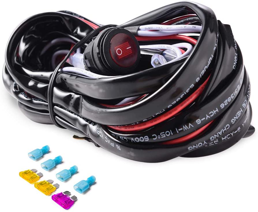MICTUNING MIC-B1002 LED Light Bar Wiring Harness, Fuse 40A Relay On-off Waterproof Switch
