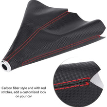 Qiilu Universal Car Manual PU Leather Gear Gaiter Shift Shifter Boot Replacement Red Stitch Gear Gaiter Boot Cover