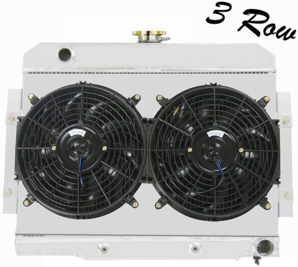 ALLOYWORKS 3 Row All Aluminum Radiator+Fan Shrouds Kit For 1972-1986 Jeep CJ5 CJ6 CJ7 L4 L6 V8