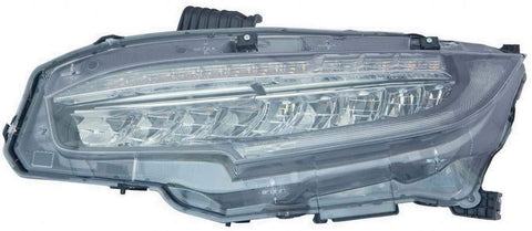 HEADLIGHTSDEPOT Headlight w/LED DRL High/Low Beam Left Driver Compatible with 2016-2017 Honda Civic 4Dr