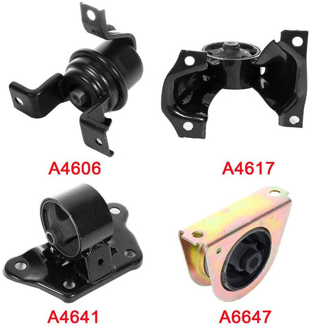 ECCPP Engine Motor and Trans Mounts A6647 A4606 A4617 A4641 Set of 4 Fit For Mitsubishi Lancer 2002-2007 2.0L