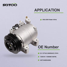 SCITOO AC Compressor Pump Compatible with CO 10778JC for 2002-2006 for NISSAN for Altima 2.5L