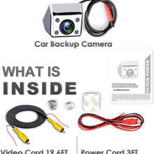 JPP Rear View Camera - Waterproof Reverse Backup Cameras for Car 170° Viewing Angle Night Vision with 4 IR LED Lights (Silver)