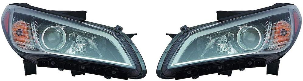 Fits Hyundai Sonata 2015-2017 Headlight Assembly EXCEPT SE/ECO Model Halogen Pair Driver and Passenger Side (DOT Certified) HY2502183, HY2503183