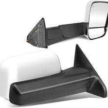Pair of Chrome Power Heated Glass Flip Up Rear View Side Towing Mirrors Replacement for Dodge Ram 09-16