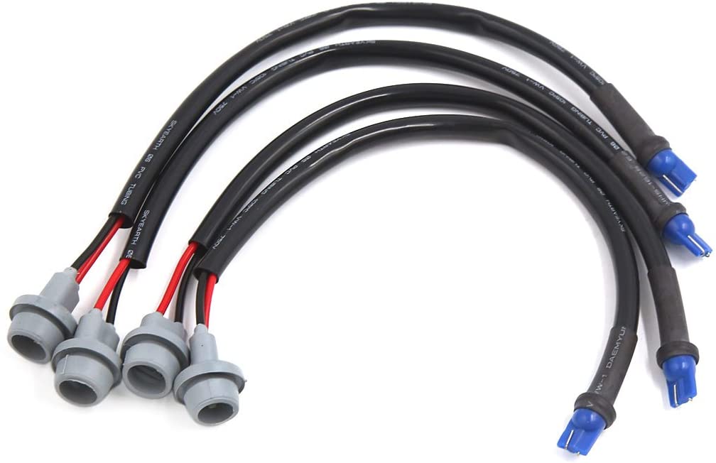 uxcell 4Pcs T10 W5W Extension Wire Connector Harness Lamp Holder Female Light Socket