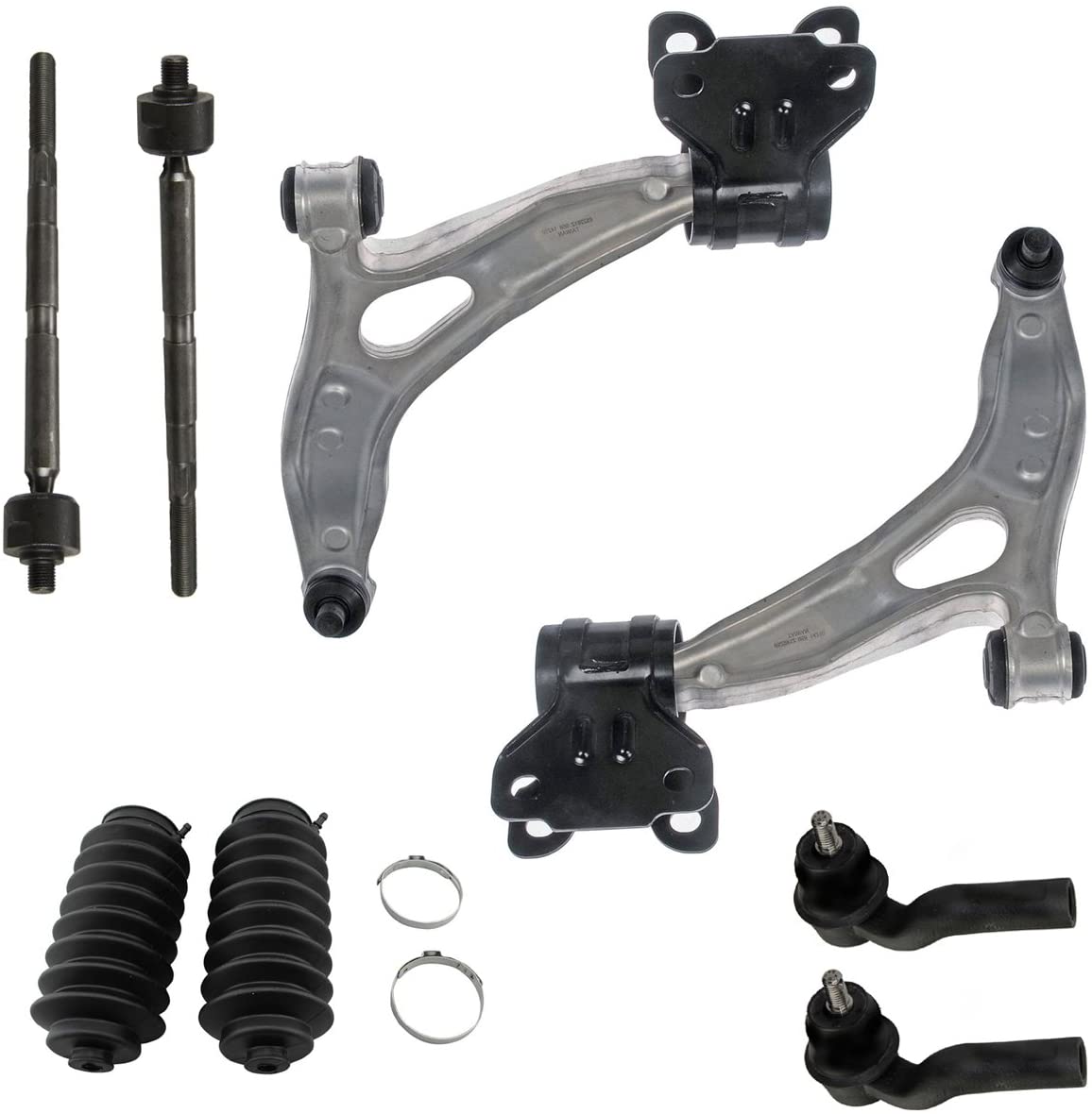 Detroit Axle - 8pc Front Lower Control Arm Ball Joint Inner Outer Tie Rod Steering Boot Kit Replacement for Ford C-Max Ford Focus Excludes 15” Wheels