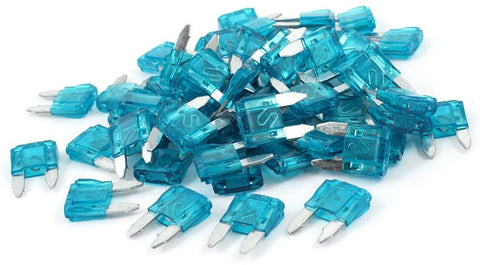 uxcell 60 Pcs 15A Automotive Car Motorcycle Mini Blue Blade Type Fuse