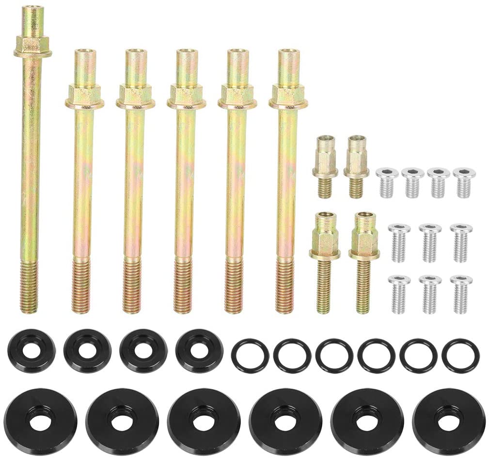 X AUTOHAUX Aluminum Alloy Low Profile Engine Valve Cover Washer Bolt Gasket Kit Black for Honda K-Series