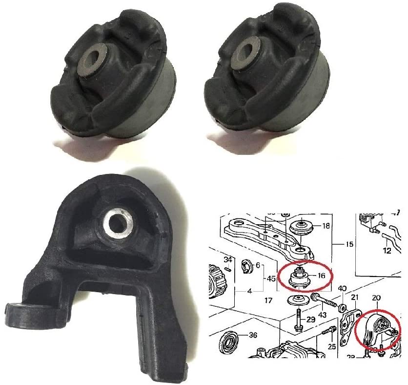 NISTO 3 Rear Differential Arm Mounting Bushing Top Support Repair Kit For 2001-2012 Honda CR-V